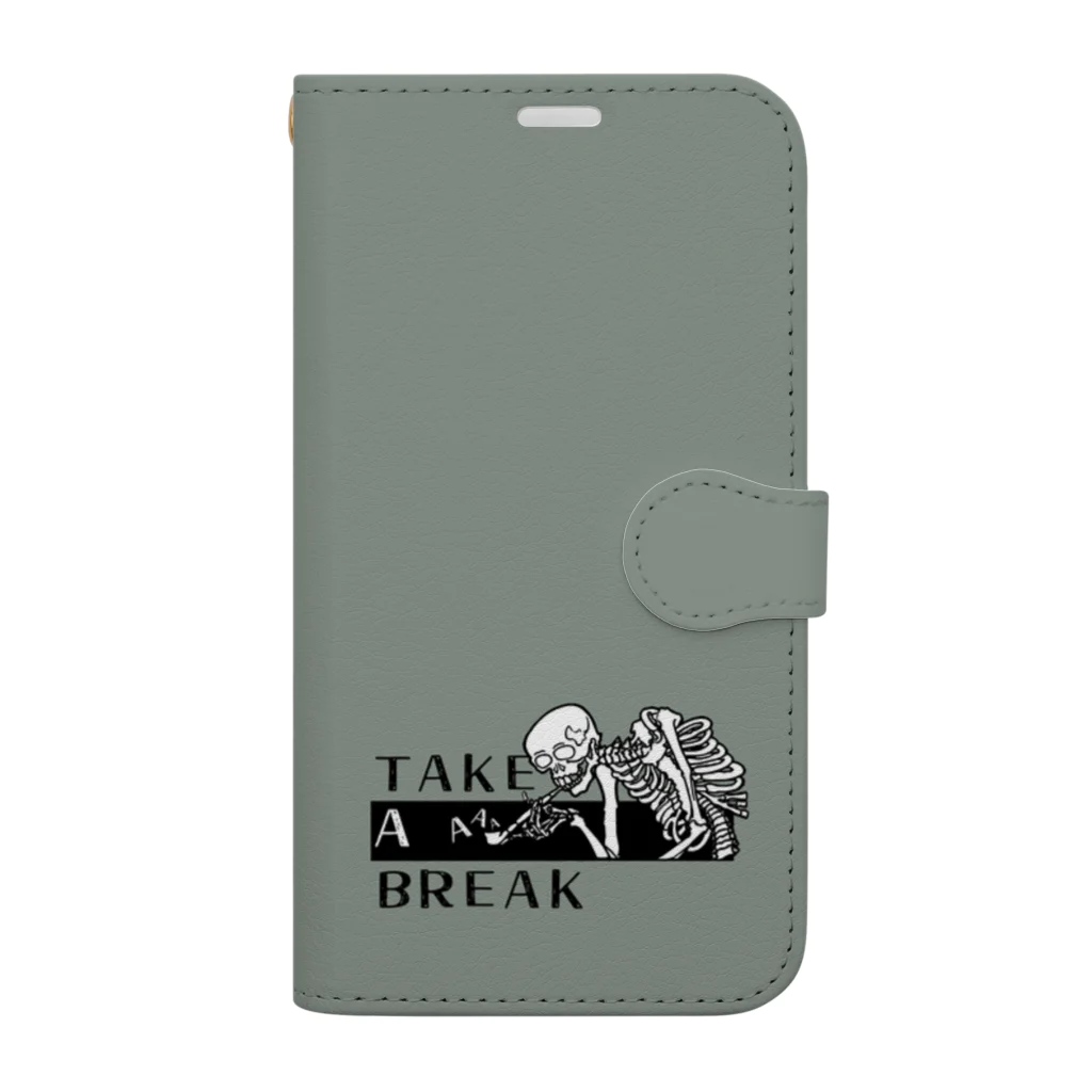 GOODS SHOP【そぞろな小窓】 SUZURI店の【TAKE A AAA BREAK】《豆がら》手帳型iphoneケース 手帳型スマホケース