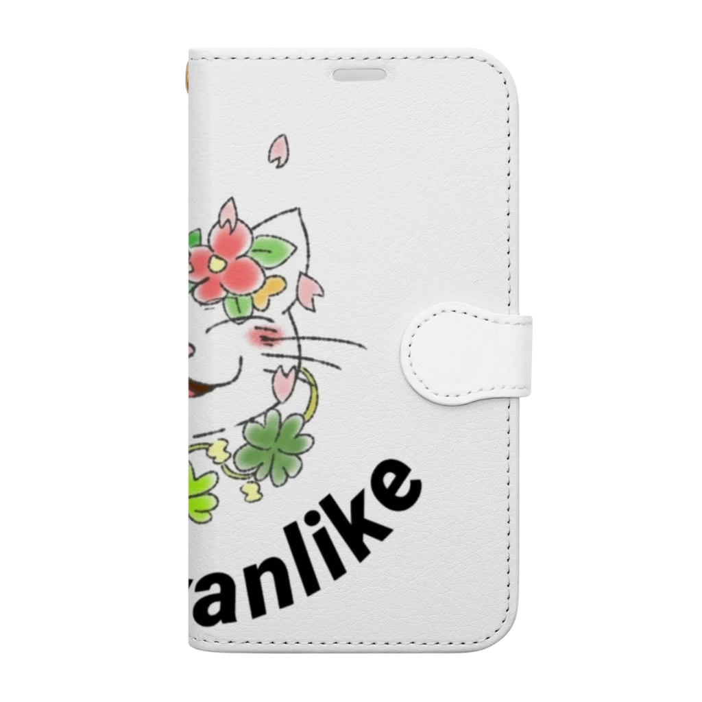 nekowanlikeのnekowanlikeさくら猫 手帳型スマホケース