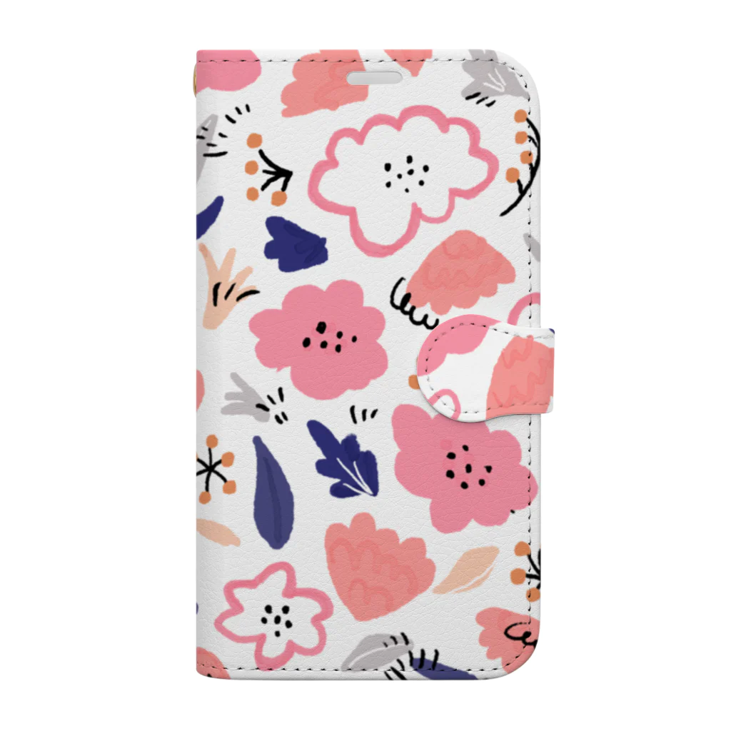 Katie（カチエ）の抽象的な手描きの花柄 Book-Style Smartphone Case