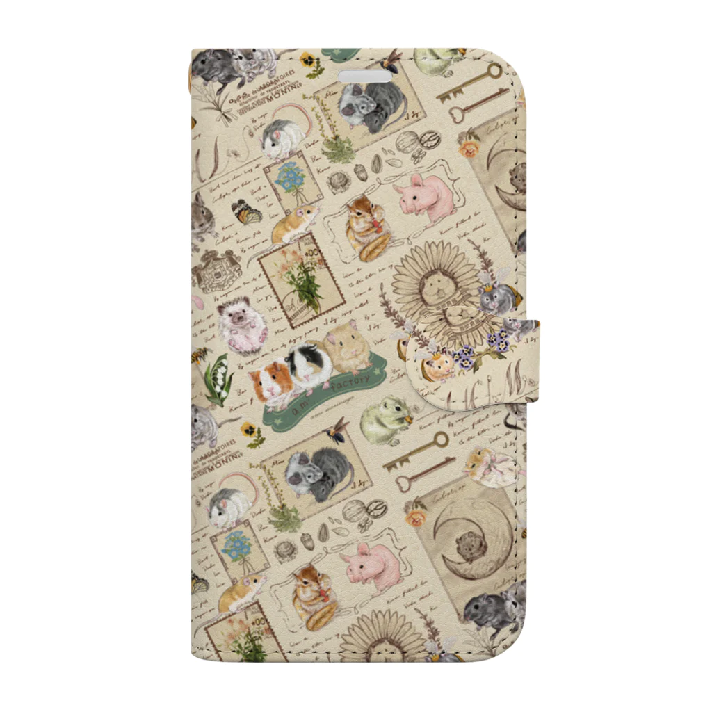 a.m　factoryのビンテージ小動物 Book-Style Smartphone Case