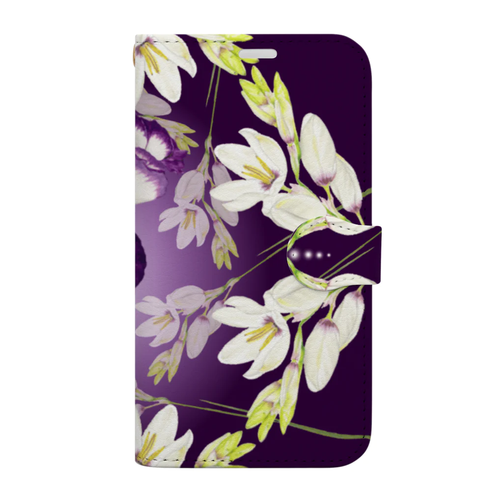 idumi-artの花曼荼羅💜クラウンチャクラ Book-Style Smartphone Case