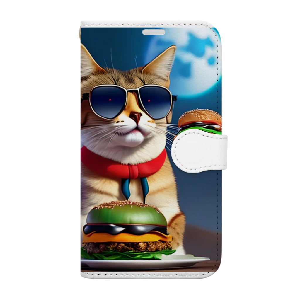 じょんすたいるのBurger Cat 1 手帳型スマホケース