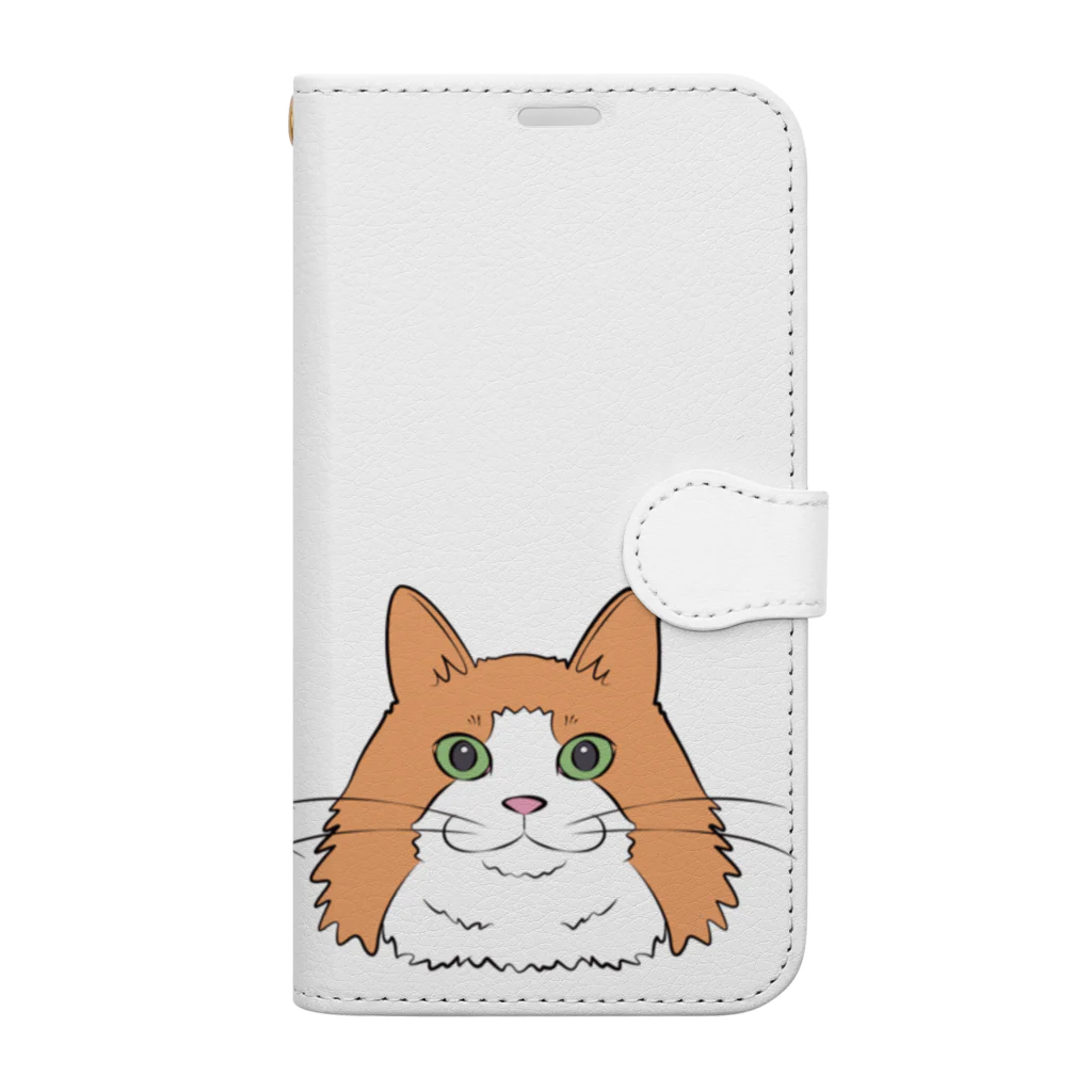 もふもふはちわれずの片髭ハチ子と髭袋デカ美 Book-Style Smartphone Case