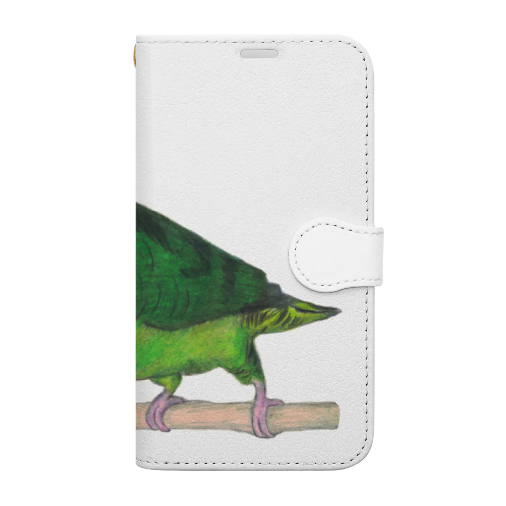 森図鑑の[森図鑑] サザナミインコ緑色 Book-Style Smartphone Case