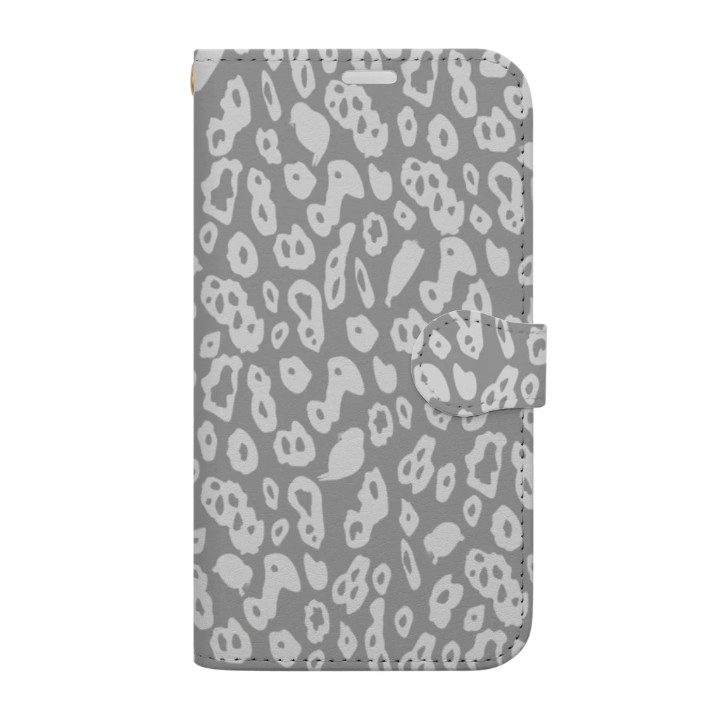 chiho_seal_shopのワモンアザラシ 総柄 大 グレー （グレー地） Ringed seal gray Book-Style Smartphone Case