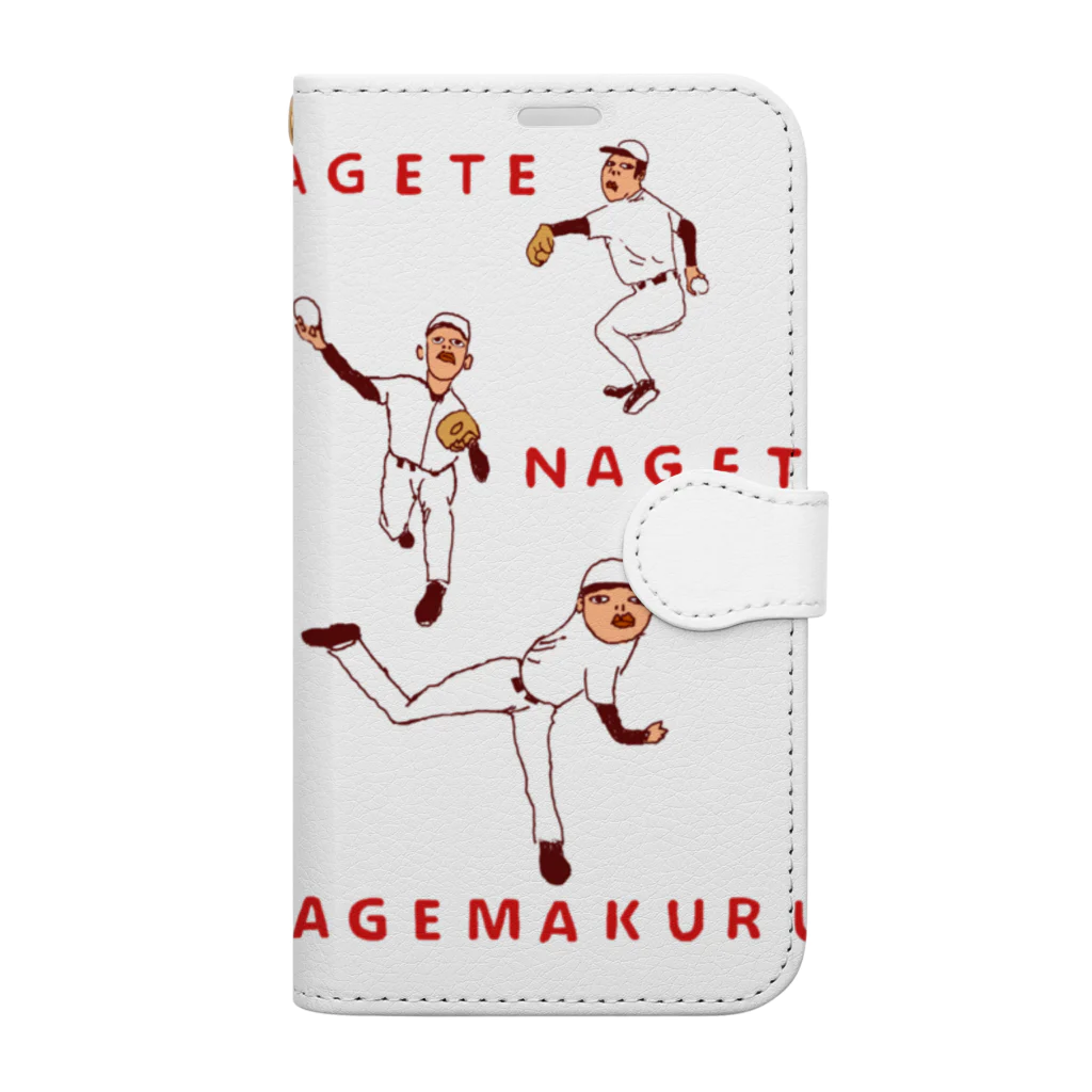 NIKORASU GOの野球デザイン「投げて投げて投げまくる」（Tシャツ・パーカー・ETC）） Book-Style Smartphone Case