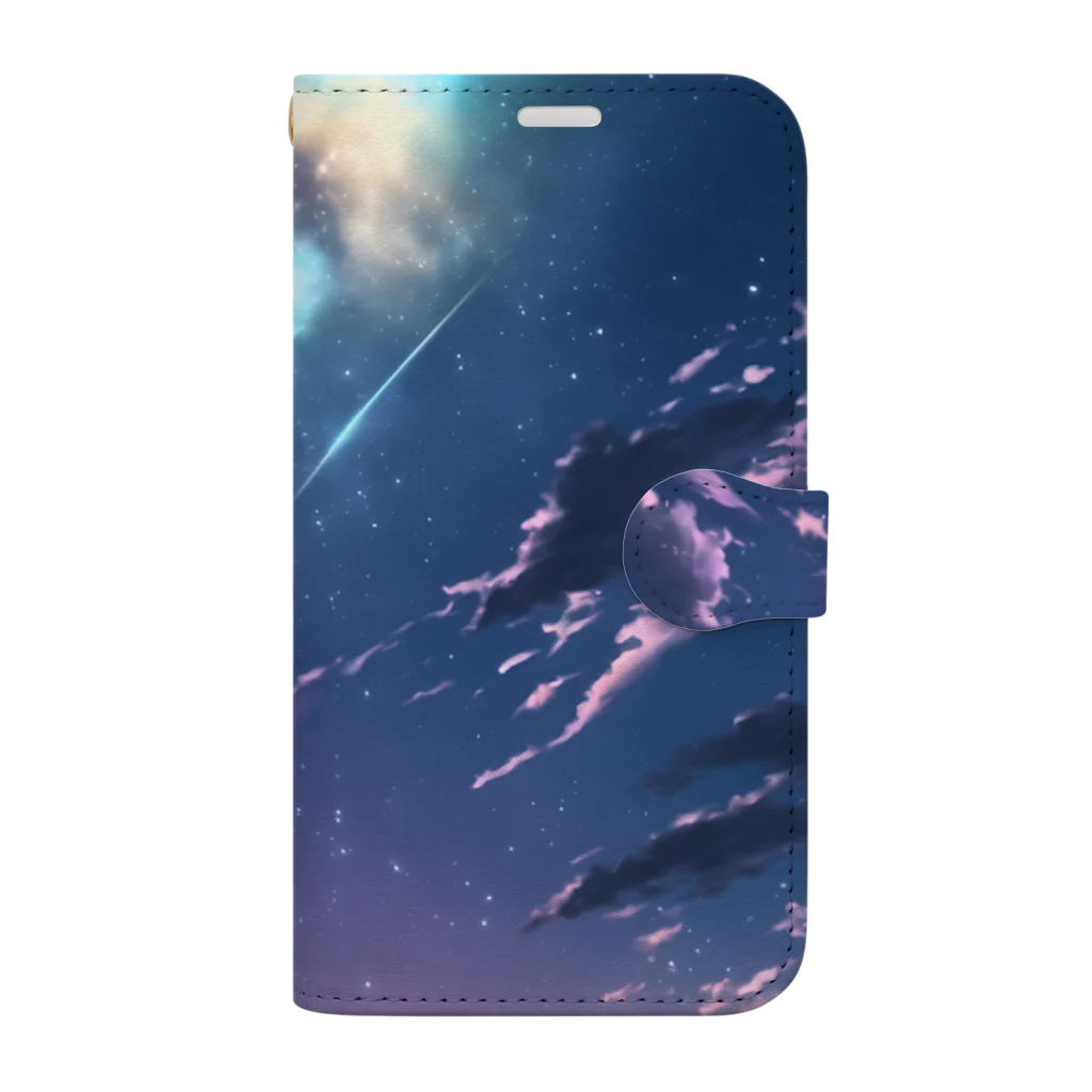 幻想夢風景-AIアート-のAIアート　彗星雲の夜空 Book-Style Smartphone Case