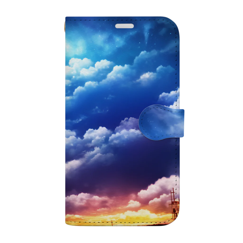 幻想夢風景-AIアート-のAIアート　虹色の雲 Book-Style Smartphone Case