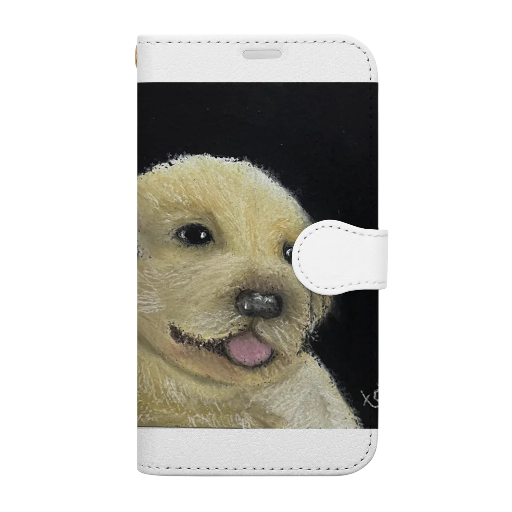 チョークアートグッズ😊のチョークアート　子犬🐶 Book-Style Smartphone Case