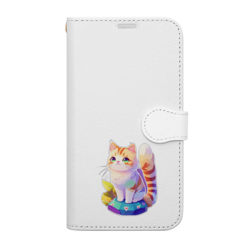 dolphineの上目遣いで見上げるrainbow cute cat Book-Style Smartphone Case