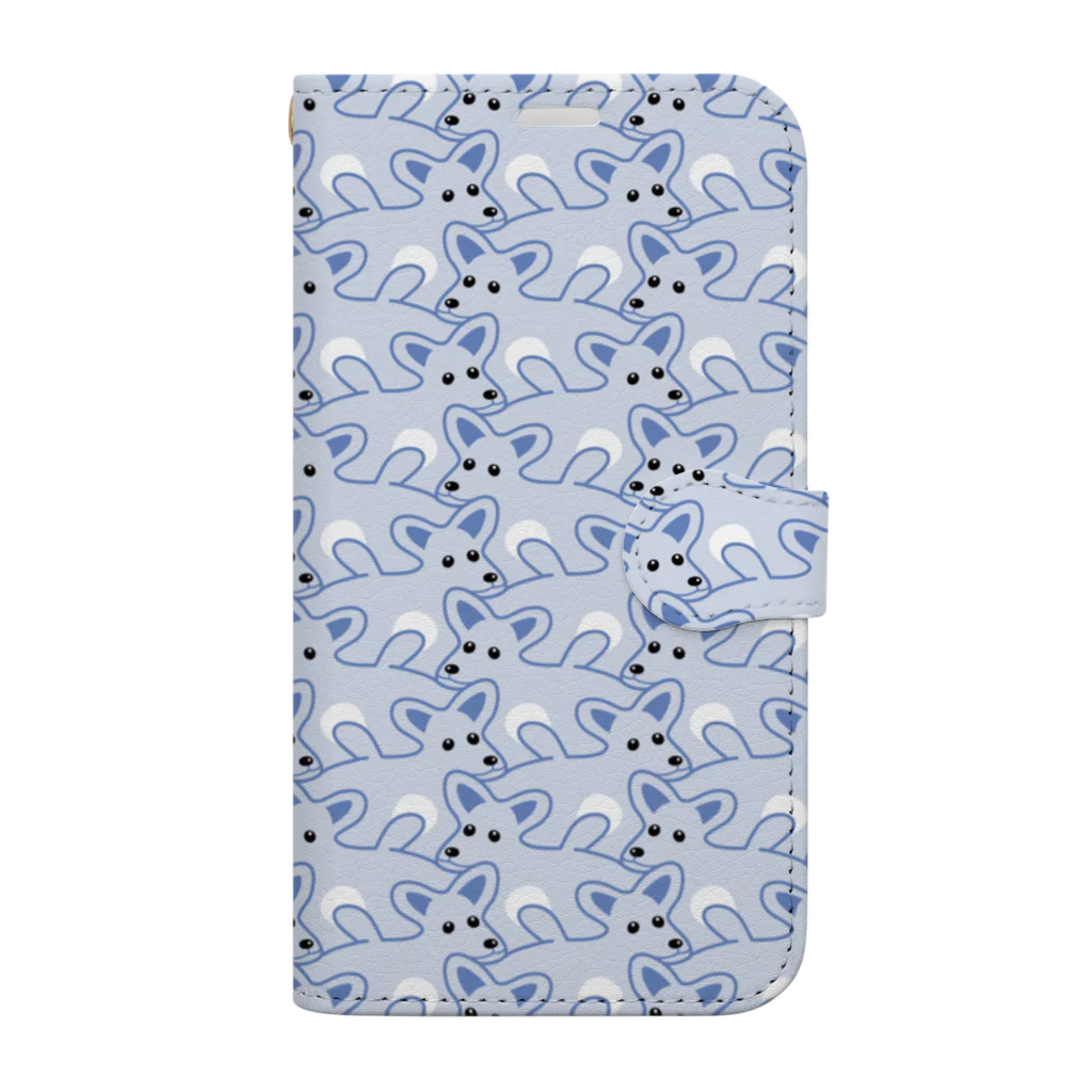 みかんの楽しい犬の模様２（青） Book-Style Smartphone Case