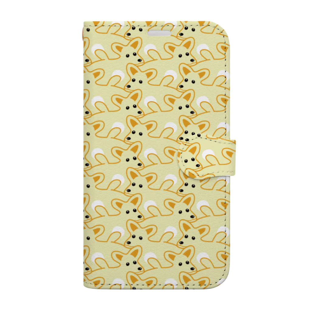 みかんの楽しい犬の模様２（黄） Book-Style Smartphone Case