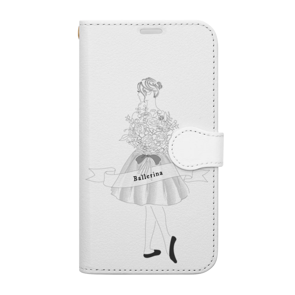 バレエシルエット ballet*pointe_pon*のシンプル バレリーナ Book-Style Smartphone Case