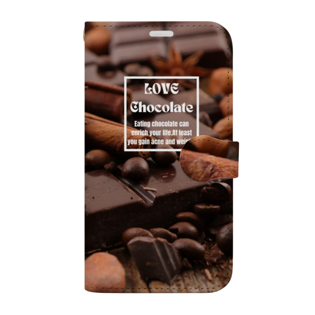 おもしろかわいいは正義！のおしゃれスマホケース（チョコ） Book-Style Smartphone Case