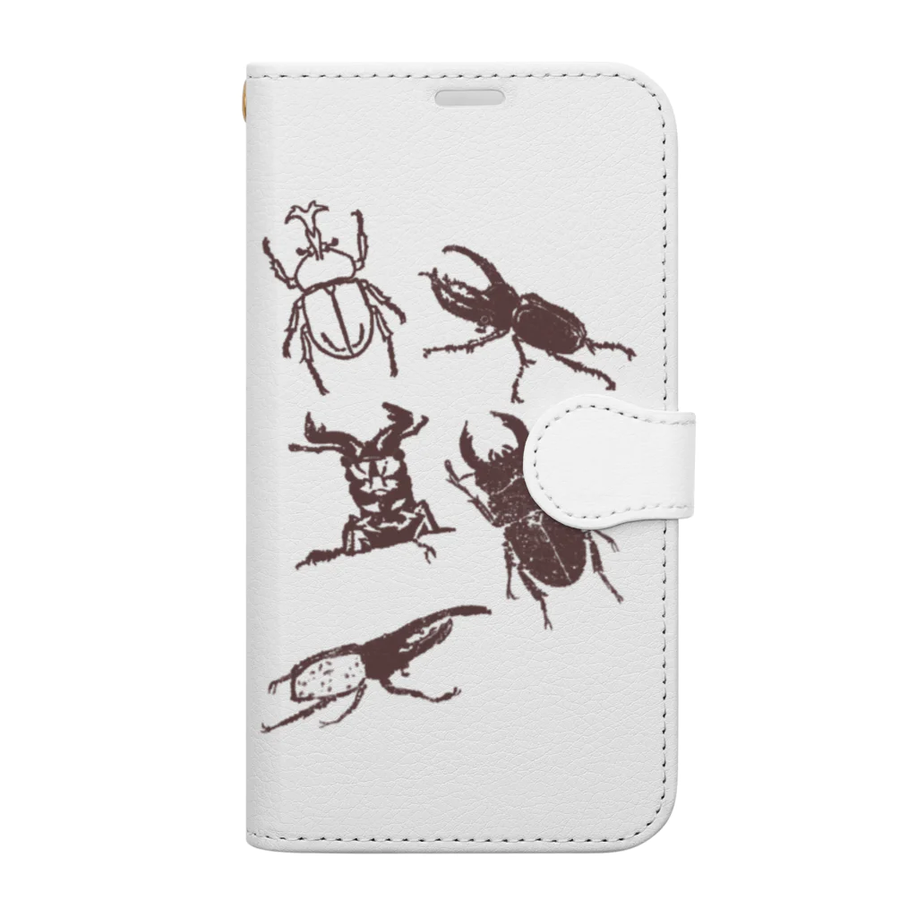 23_drawingのカブトムシとクワガタ Book-Style Smartphone Case