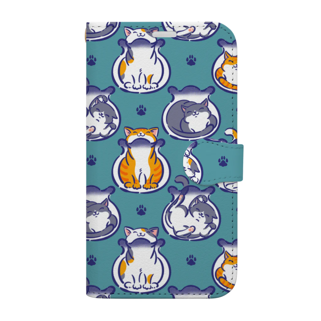 yuki_acarajeの猫は液体-ブルー Book-Style Smartphone Case