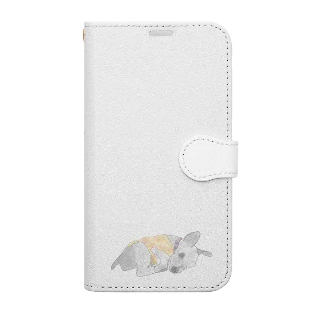 動物がすきのお昼寝シュナウザー Book-Style Smartphone Case