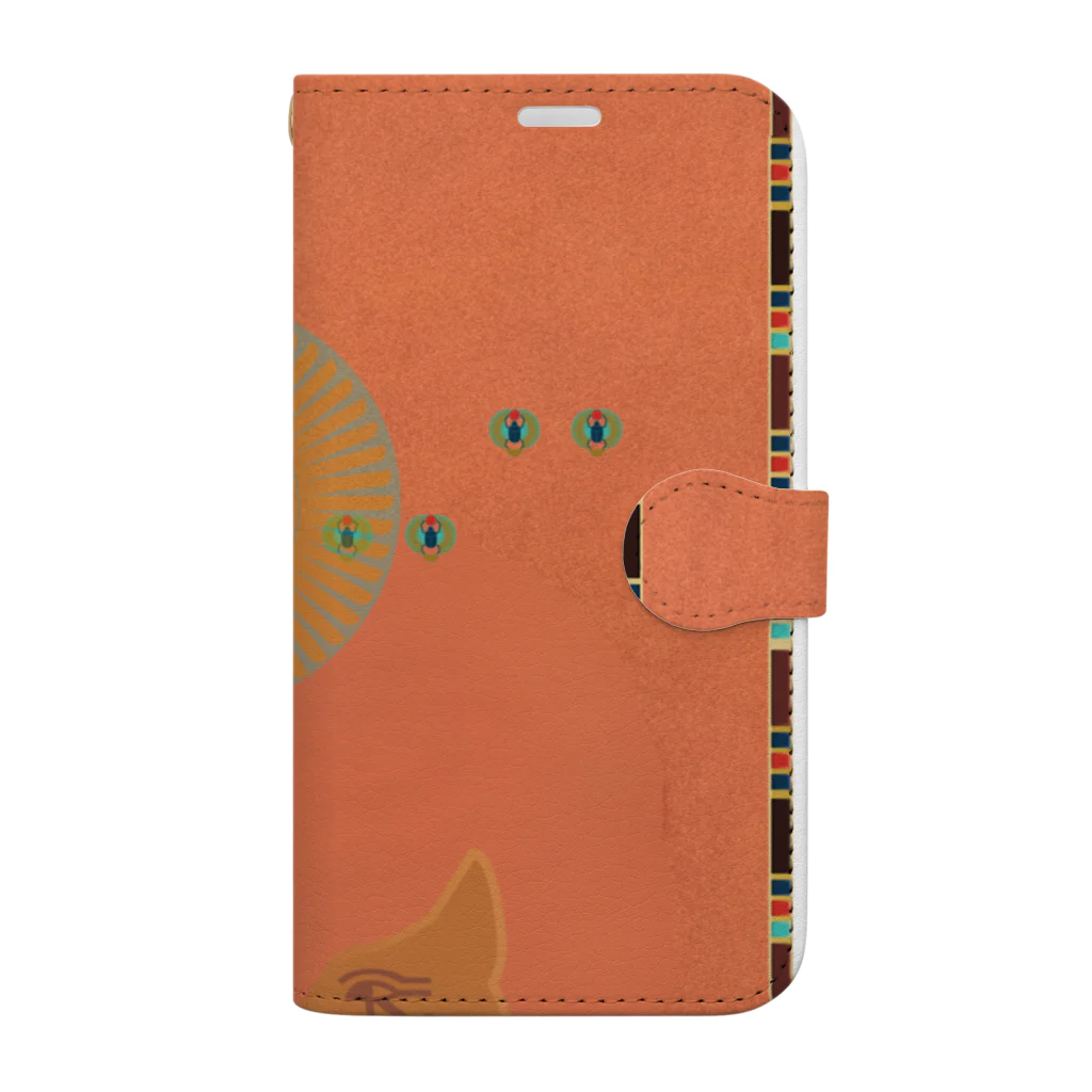 qasr el asulの古代エジプト　ロータス • オレンジ　(スカラベ • バステト • ロータス) Book-Style Smartphone Case