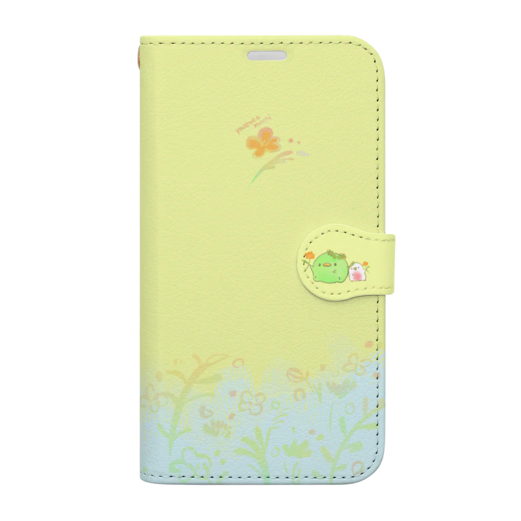 せりな🌱まめ。のまめのあいぽんけーす【お花畑】 手帳型スマホケース