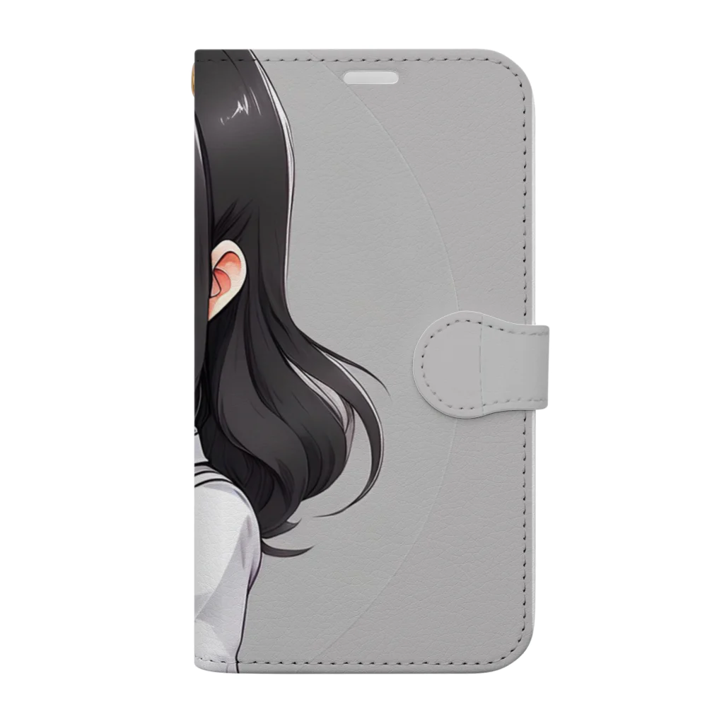 Jimiko Maiden (ジミコメイデン)の【Jimiko Maiden】にっこりメイド（ディフォルメ）（缶バッジ）（iPhoneケース） Book-Style Smartphone Case