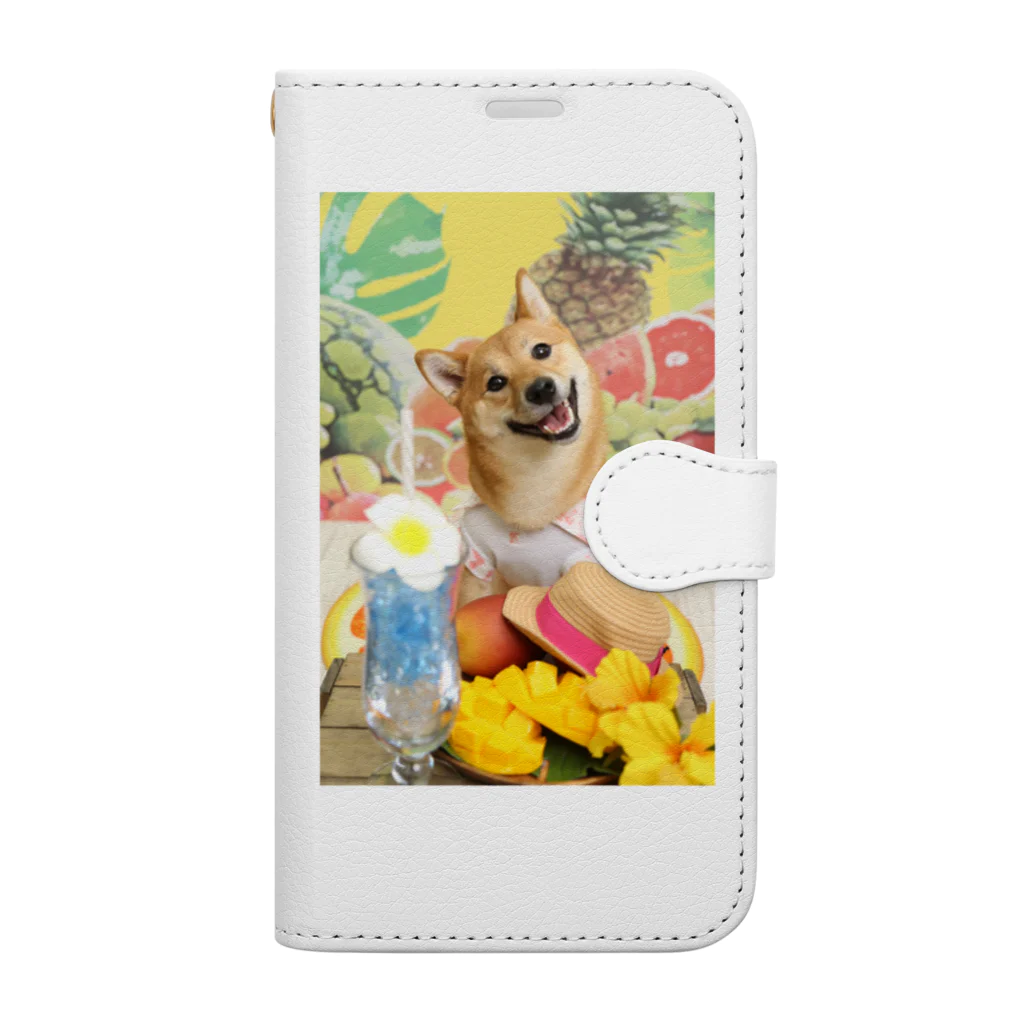 柴犬グッズ専門店 あられ堂の柴犬　真夏のリゾート001 Book-Style Smartphone Case