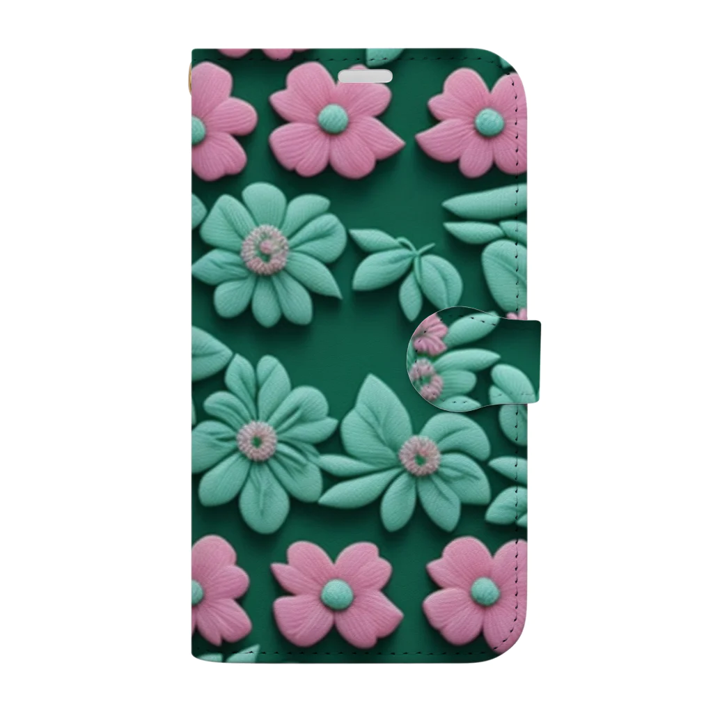 _Anzuの3D 花々 Green Book-Style Smartphone Case
