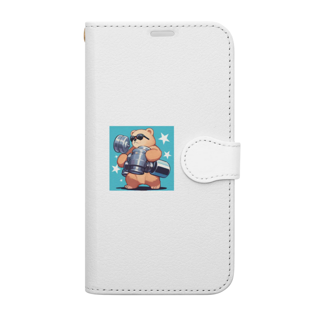 がみみしょつぷの筋トレするサングラスくまさん Book-Style Smartphone Case