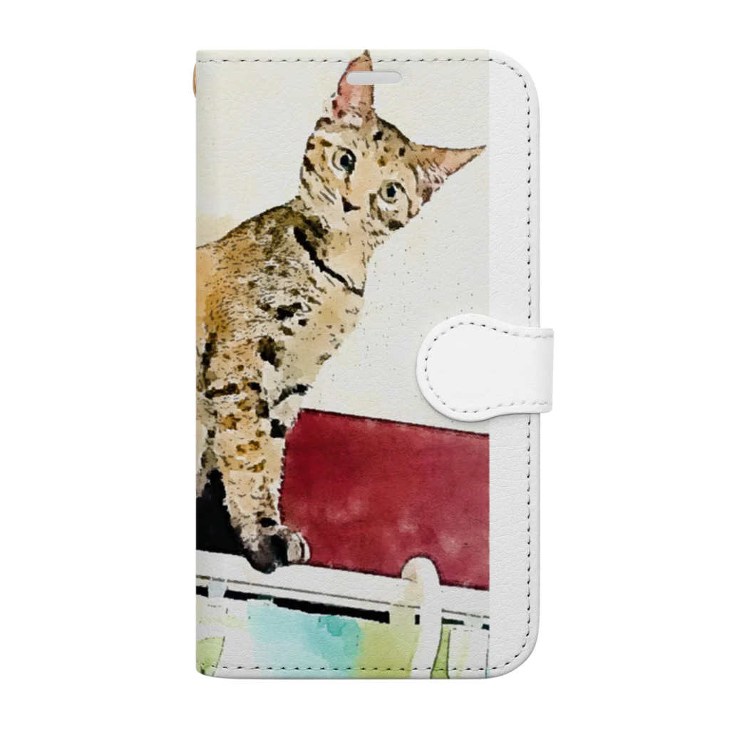 コハクのカーテンレールからニャンコ🐱 Book-Style Smartphone Case