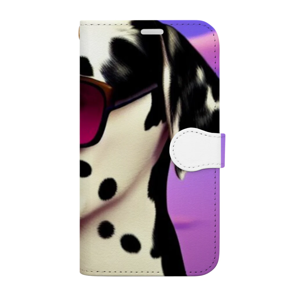 miekoriのsunglasses dog Book-Style Smartphone Case