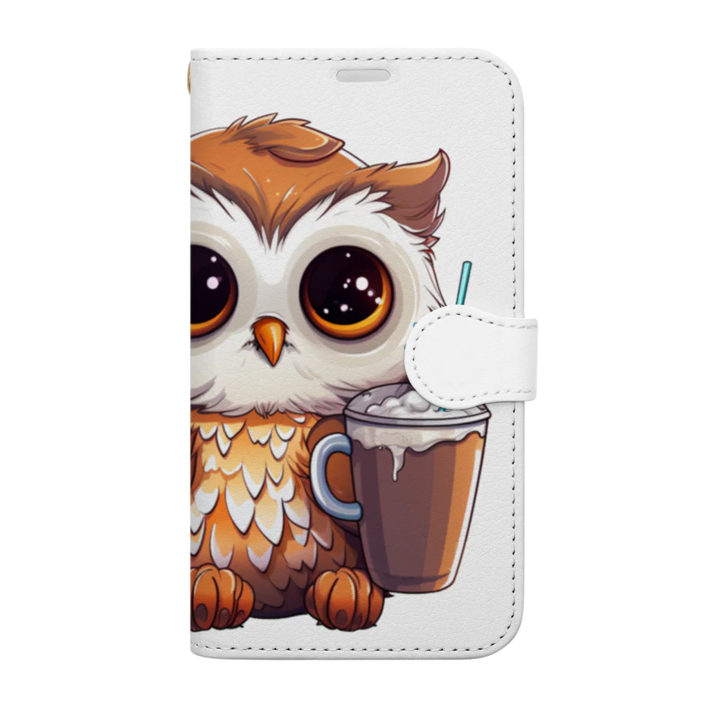 Vasetti_pressのフクロウとコーヒー Book-Style Smartphone Case