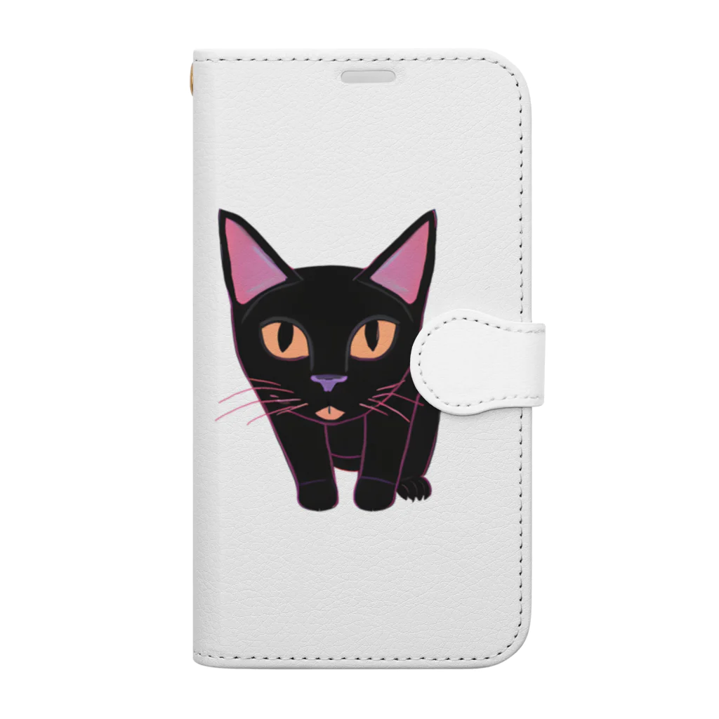 gatto solitario(物寂しげな猫)の黒猫 Book-Style Smartphone Case