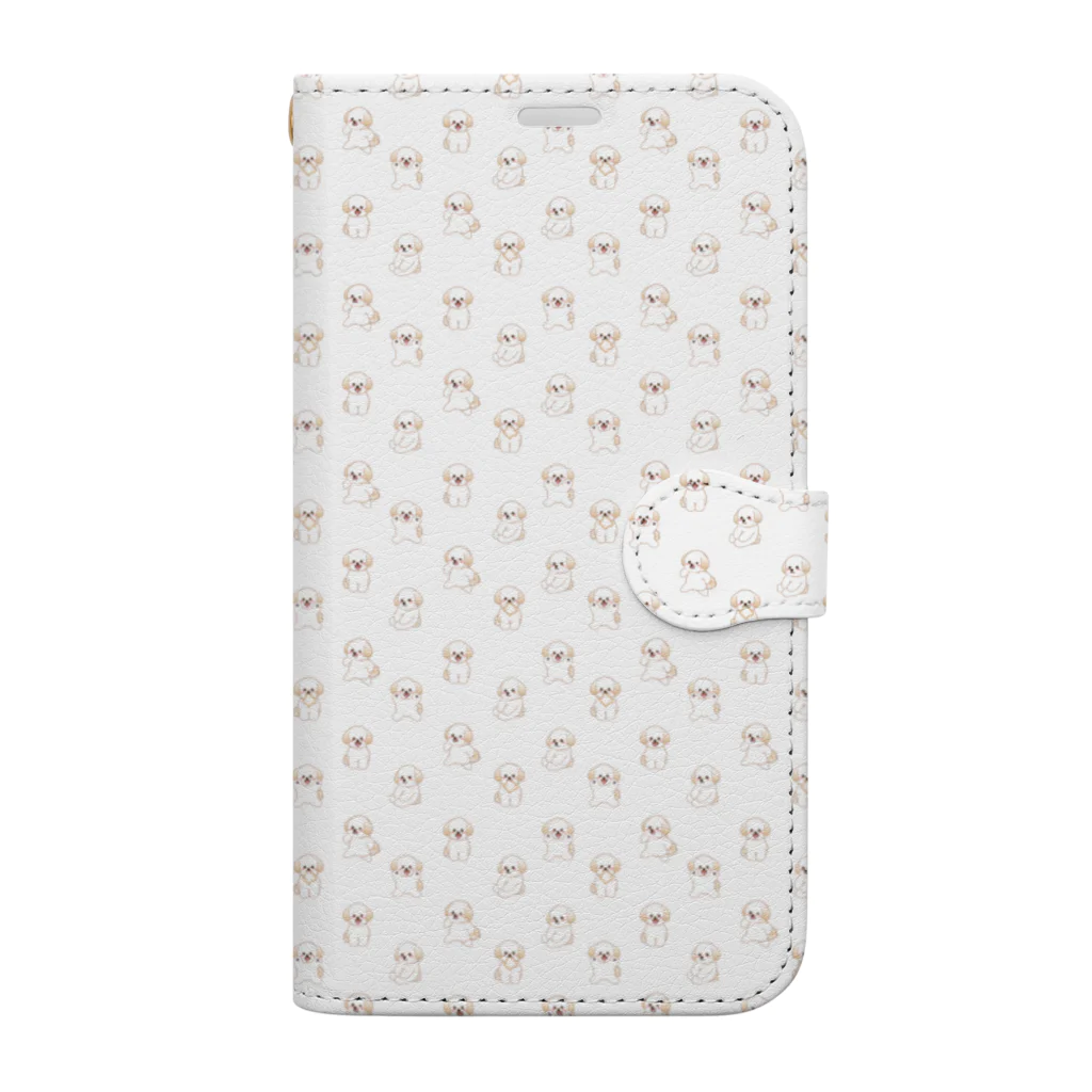 mikanceのふわもこりん(ドット柄） Book-Style Smartphone Case