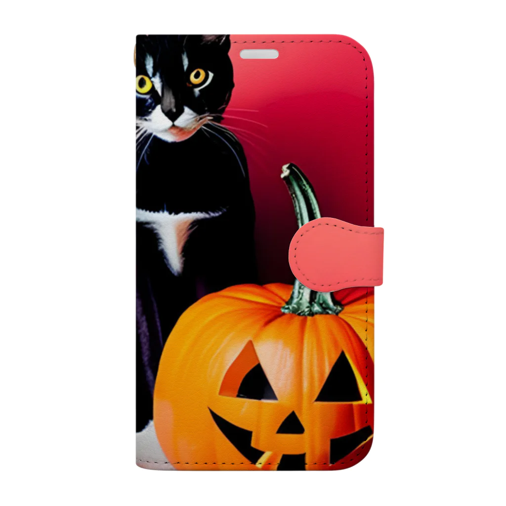 PEANUTSCHIBAの子猫達のハロウィン 手帳型スマホケース