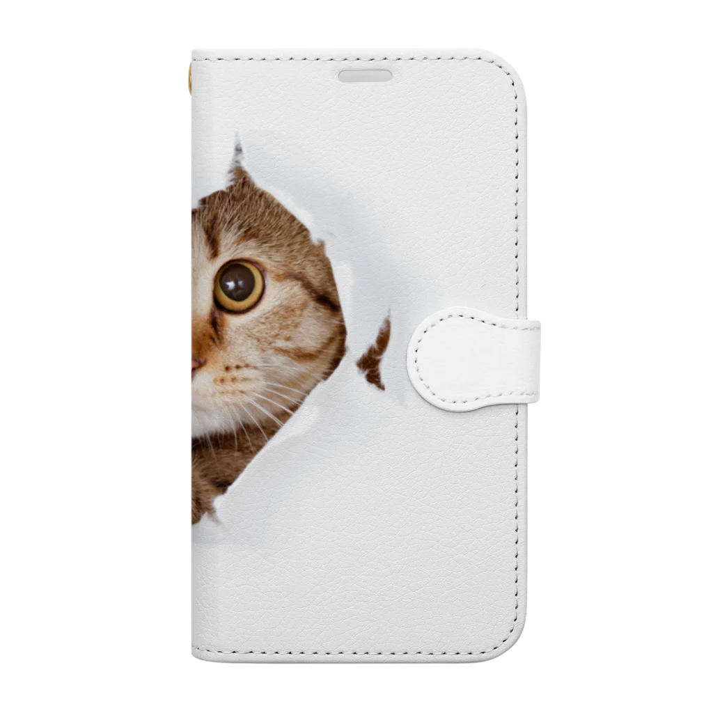 ただの猫好きのWhite Free Cute Funny Cat T-shirt Book-Style Smartphone Case