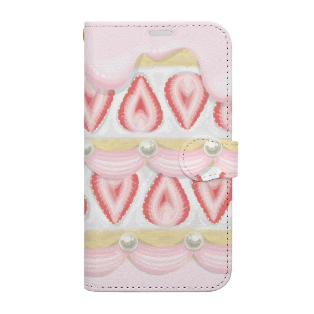 ♡natuu♡の*♡いちごケーキ手帳型スマホケース♡*【ピンク】 Book-Style Smartphone Case