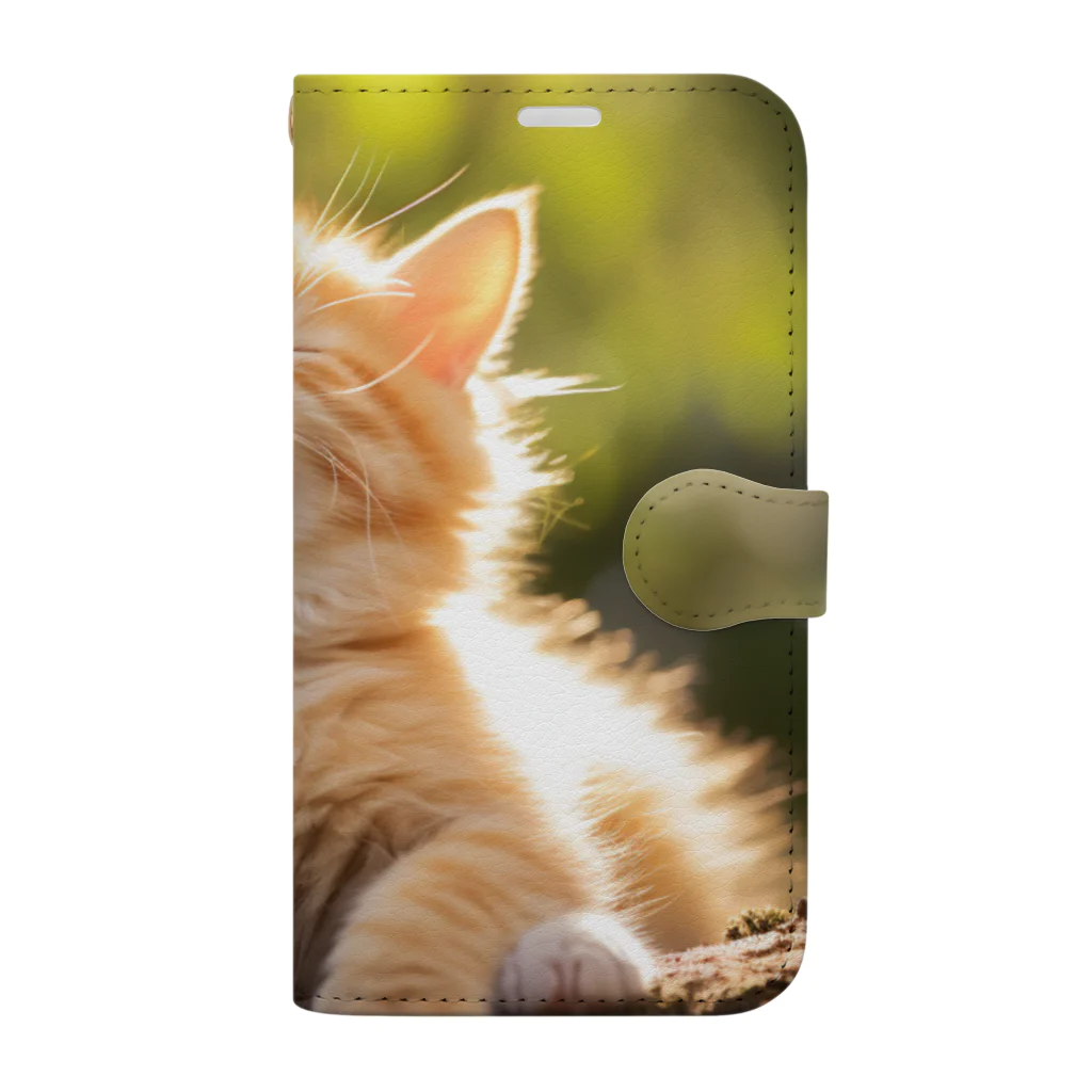 ショップ　猫まみれの子猫のあくび　yawning kitty Book-Style Smartphone Case