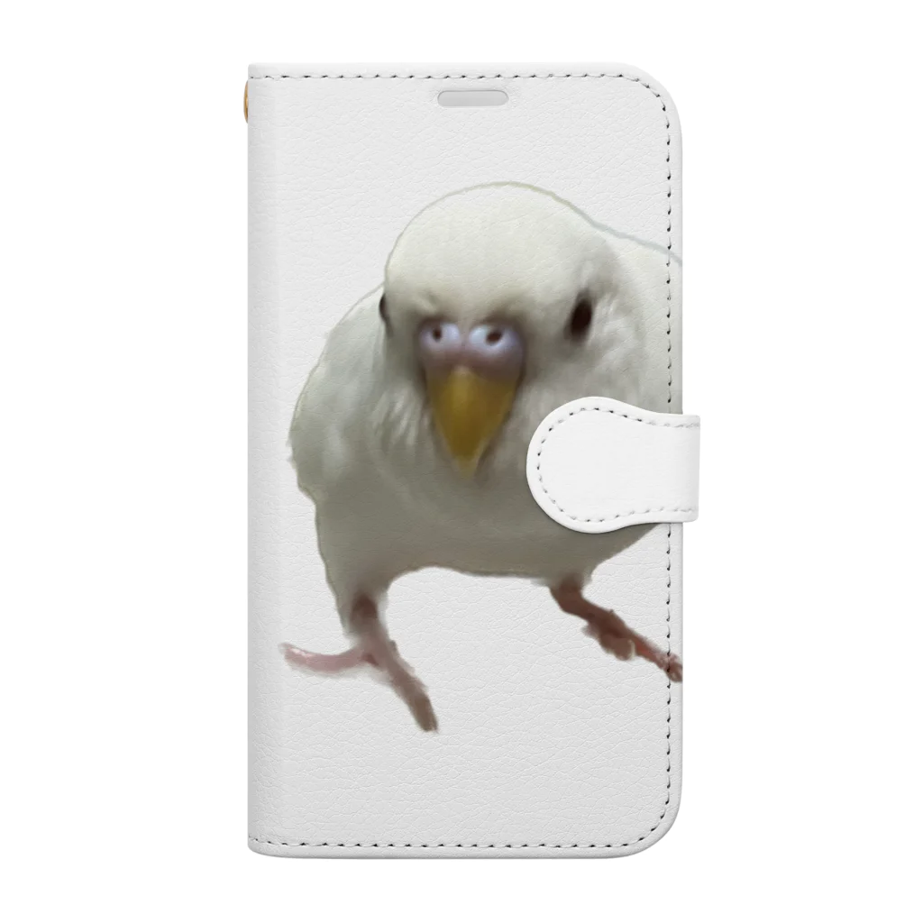 みぽりんショップのアルビノセキセイインコハクちゃん 手帳型スマホケース