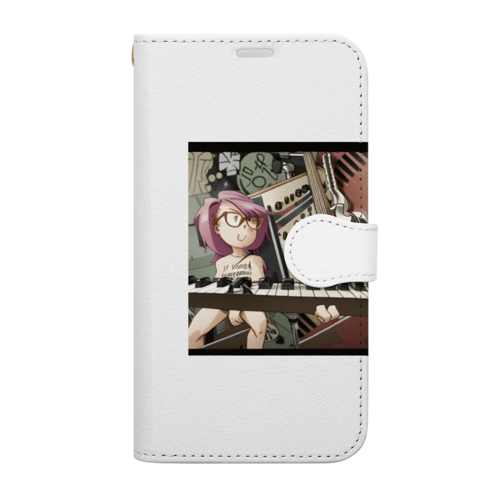 you--のメガネ女子と楽器たち Book-Style Smartphone Case