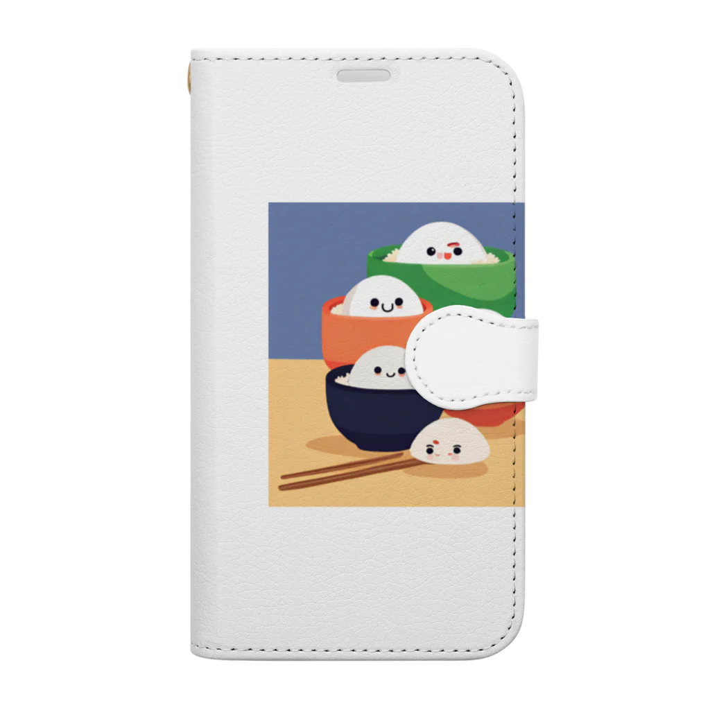 K-K123456のかわいいおにぎりのイラストのグッズ Book-Style Smartphone Case