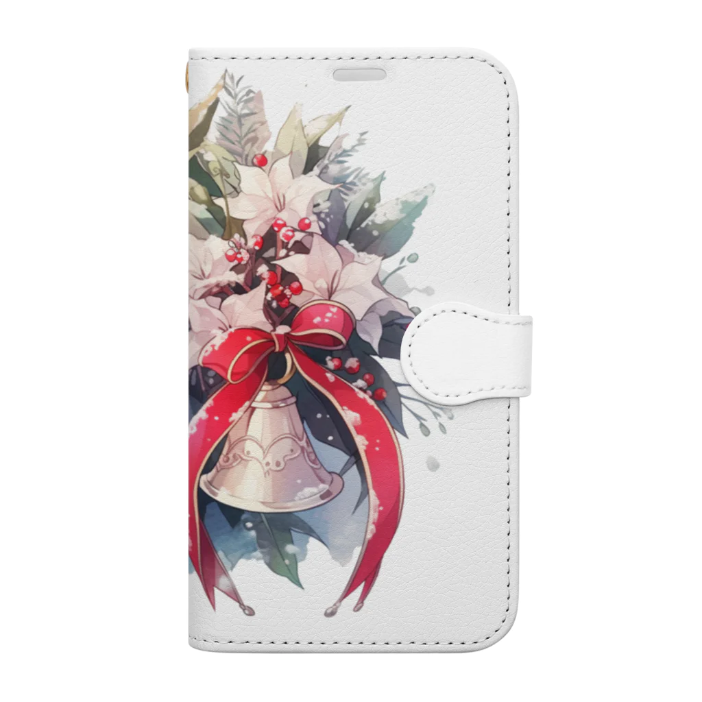 Stellaの水彩画タッチの幸せな音色を奏でるクリスマスベル Book-Style Smartphone Case