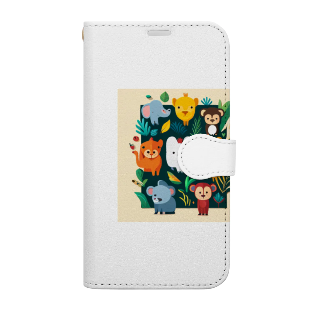 itacyoko(AIイラスト屋)の動物の楽園 Book-Style Smartphone Case