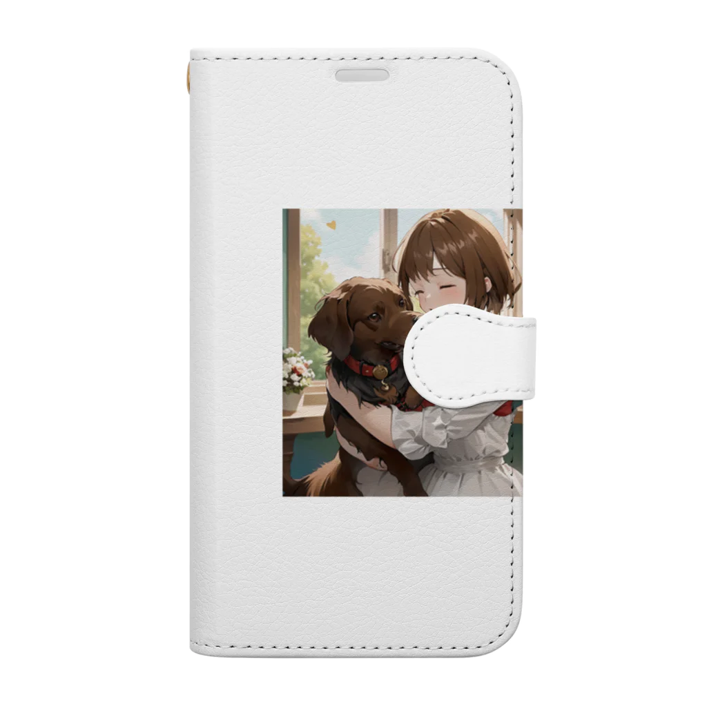 フウマショプの少女と愛犬 Book-Style Smartphone Case