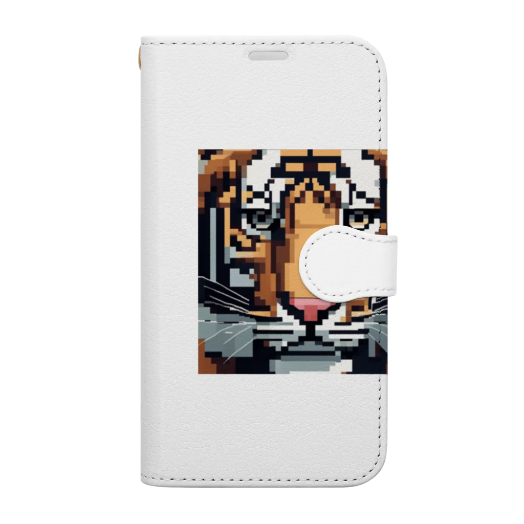ki1962のドット絵で描かれた虎のアップ画像のプレミアムグッズ Book-Style Smartphone Case