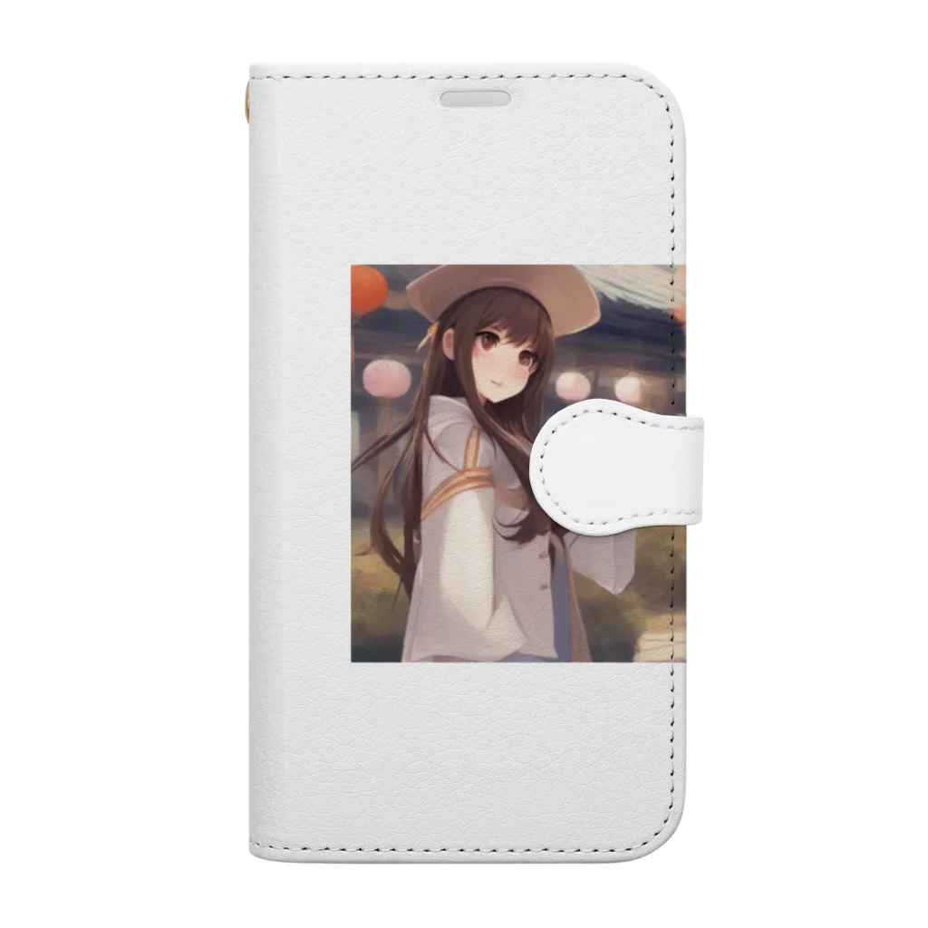 ワンダーワールド・ワンストップの可愛らしいロングヘアの女性のグッズ Book-Style Smartphone Case