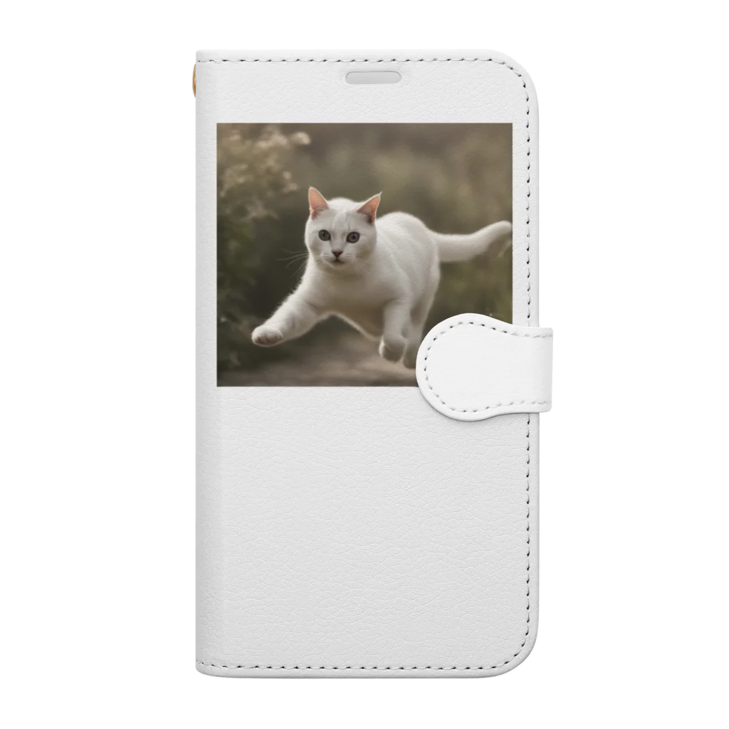 TAIYO 猫好きのフォトプリント美形白猫 Book-Style Smartphone Case