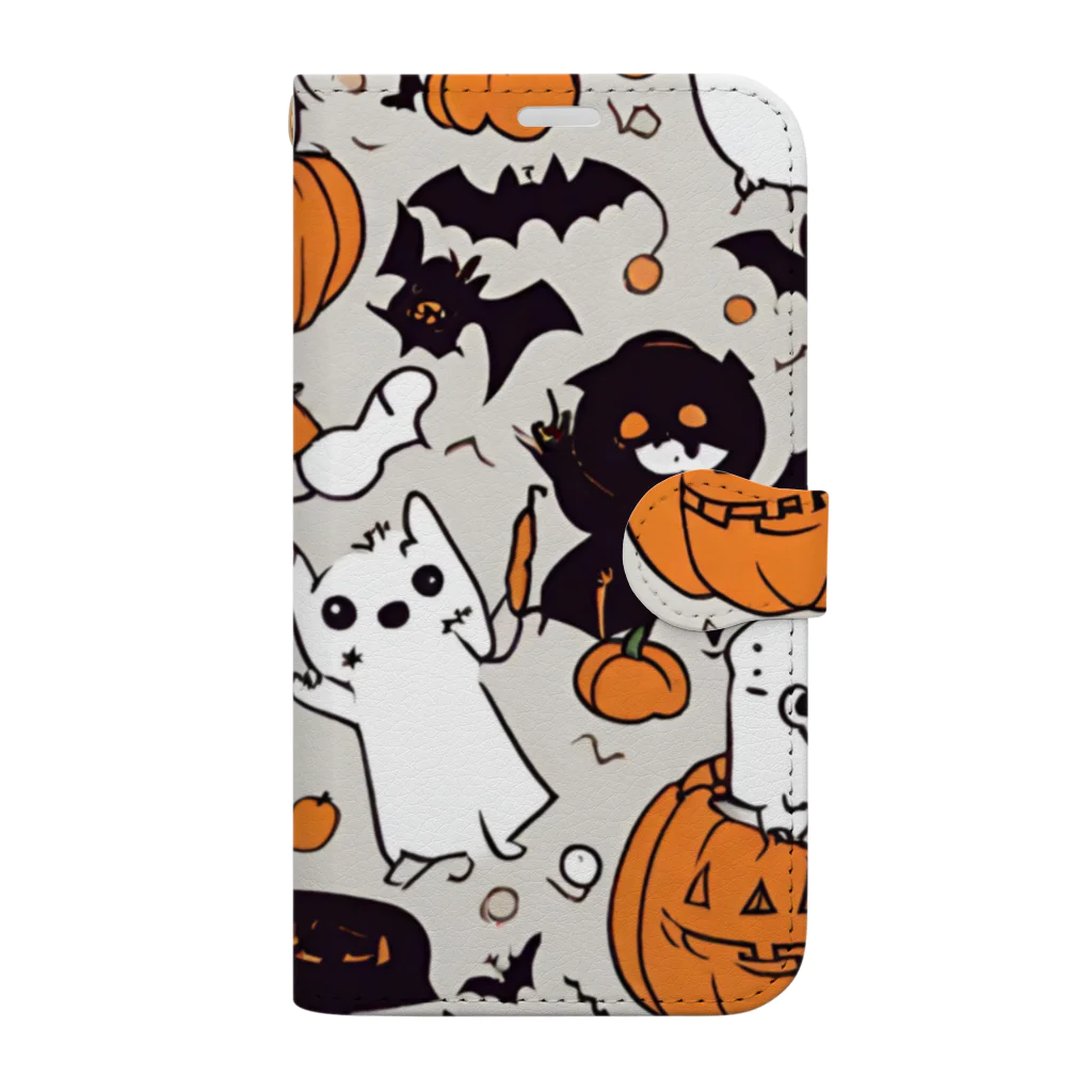 猫猫猫のハロウィン　猫　かぼちゃ Book-Style Smartphone Case