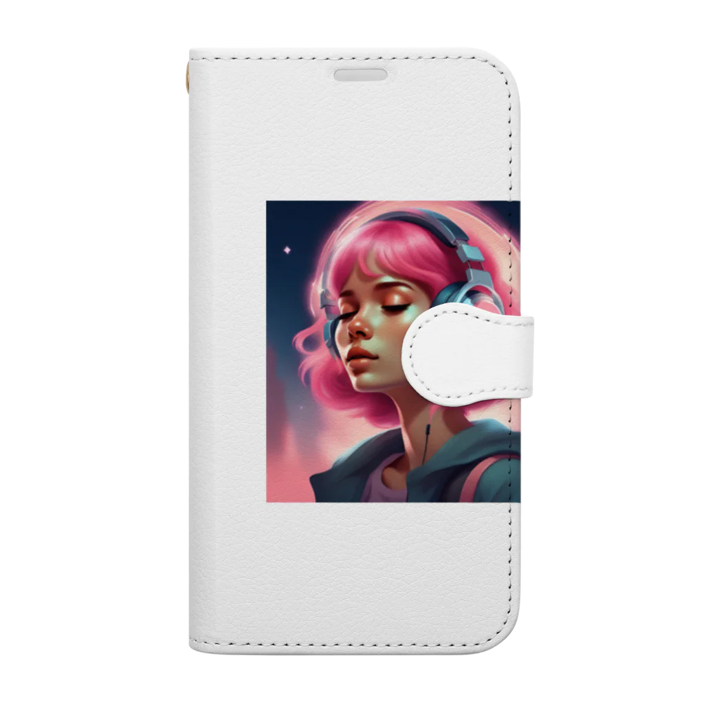 B_possibleのピンク髪の少女 リアルVer. Book-Style Smartphone Case