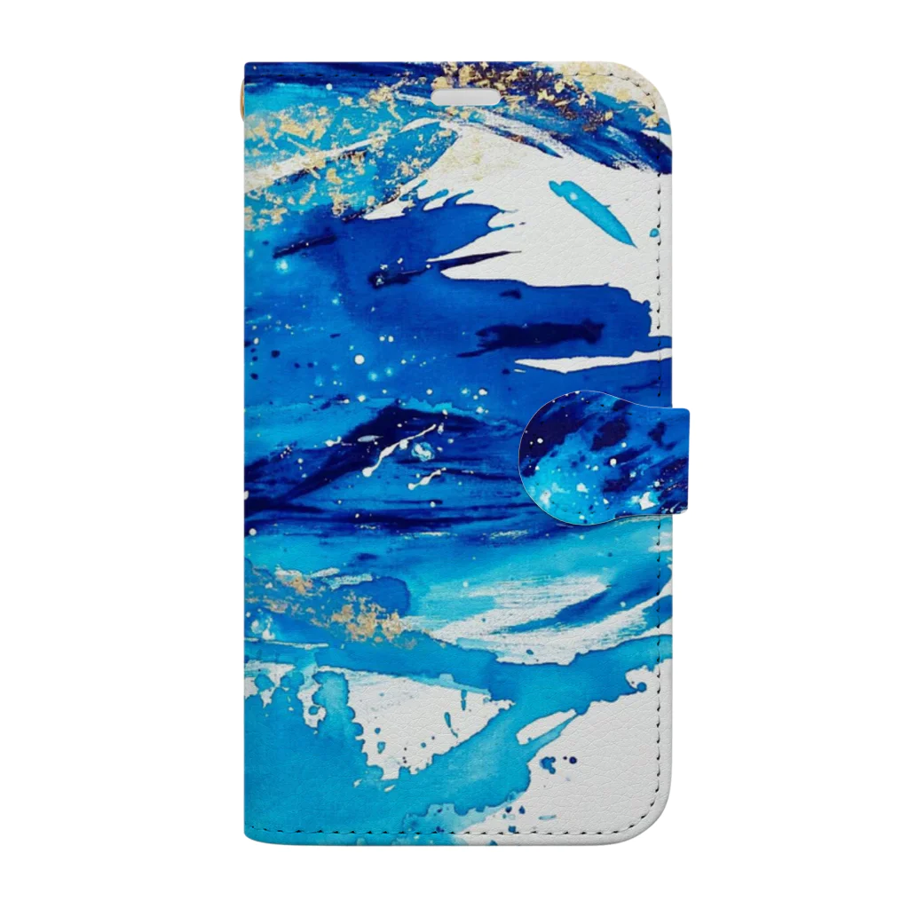 HISA 青い世界 iPhoneケースショップの青い世界「宇宙の風」HISA 手帳型スマホケース