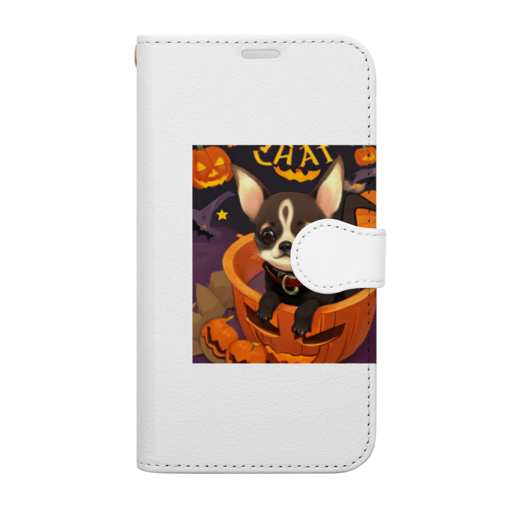 チワワ愛好家ショップのチワワのハロウィン・アドベンチャー、笑顔満載 Book-Style Smartphone Case