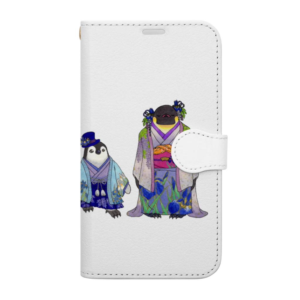 ヤママユ(ヤママユ・ペンギイナ)のいずれ菖蒲か杜若₋Aptenodytes Kimono Penguins- Book-Style Smartphone Case